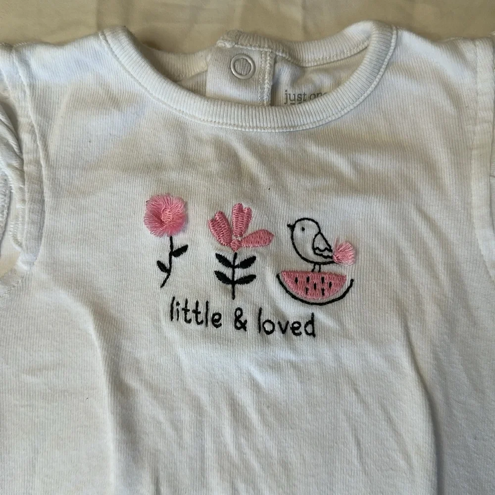 Carter's size 9 months bundle Pink and White Bodysuits Set for Everyday Comfort.